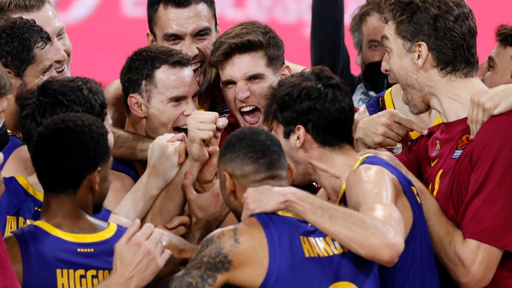 El Barcelona celebra su clasificación para la Final Four de Euroliga