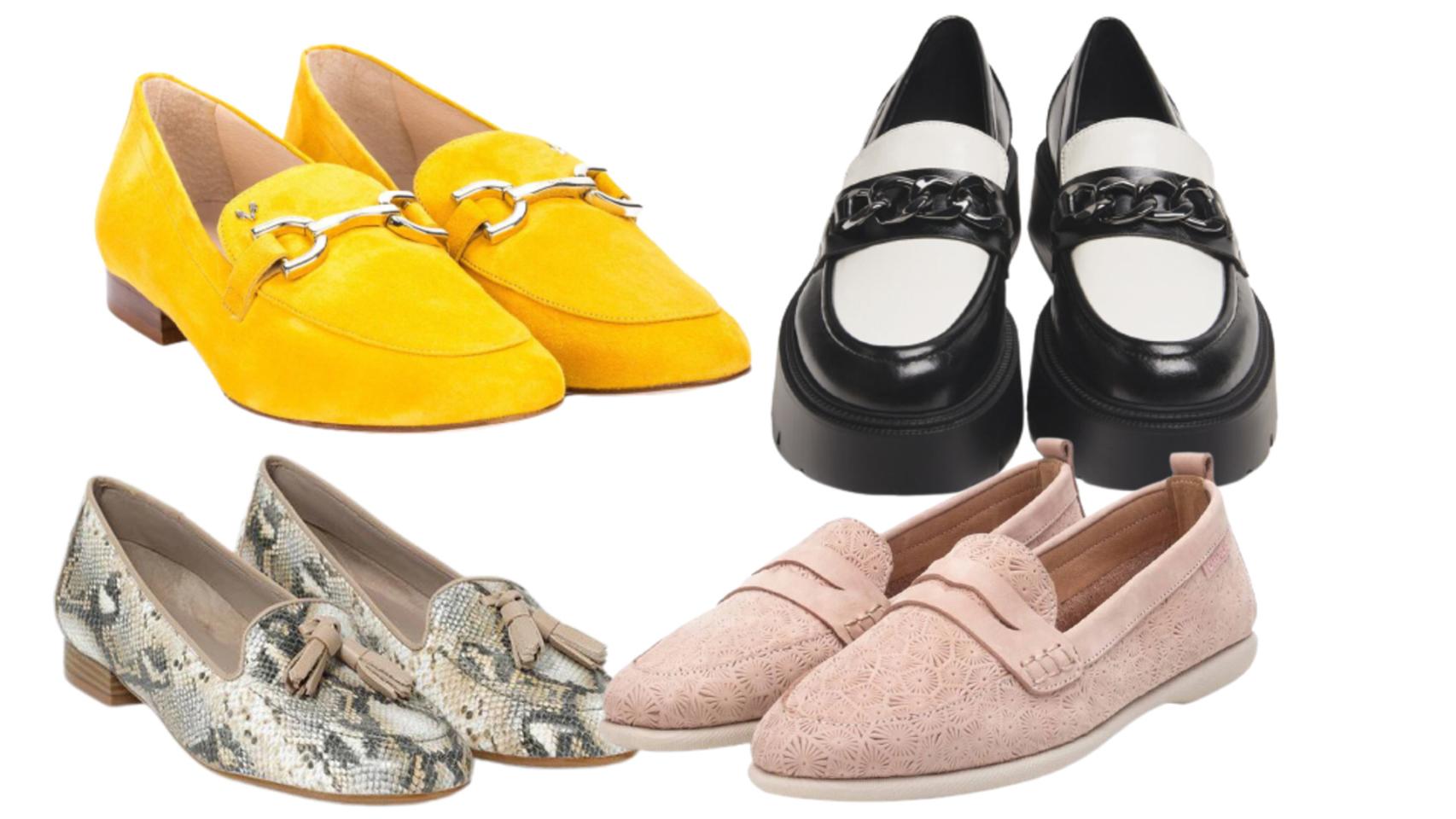 Varios modelos de mocasines en un montaje de JALEOS.