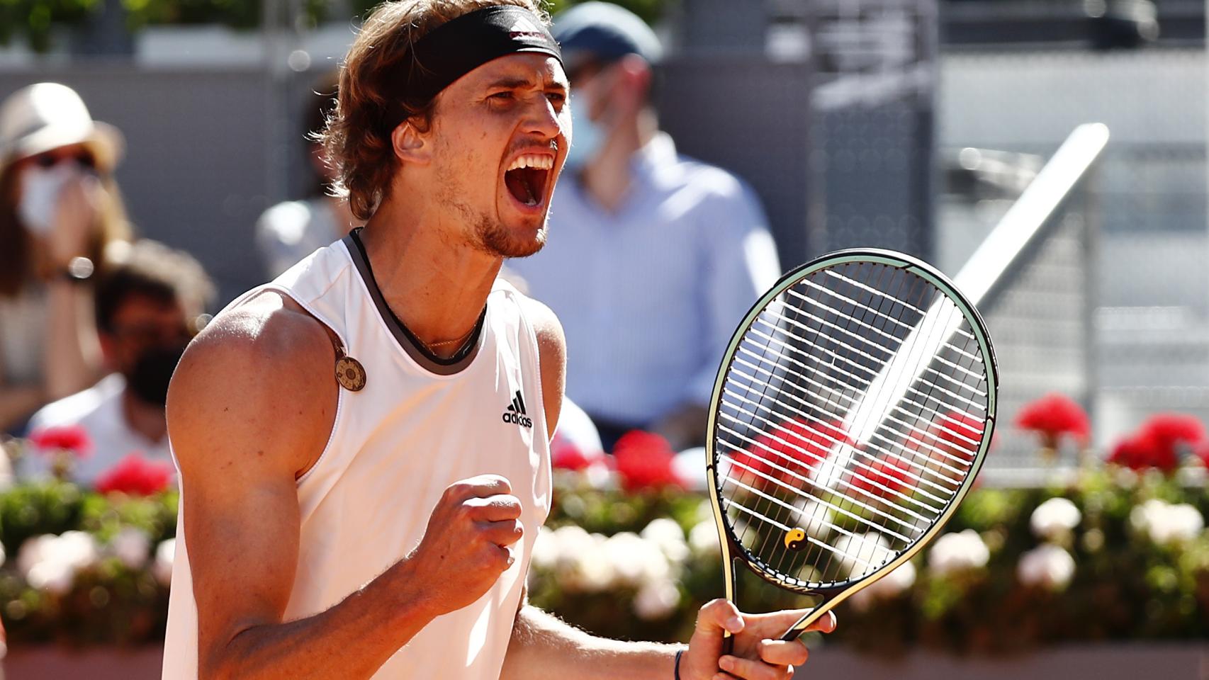 Zverev celebra su victoria ante Nadal
