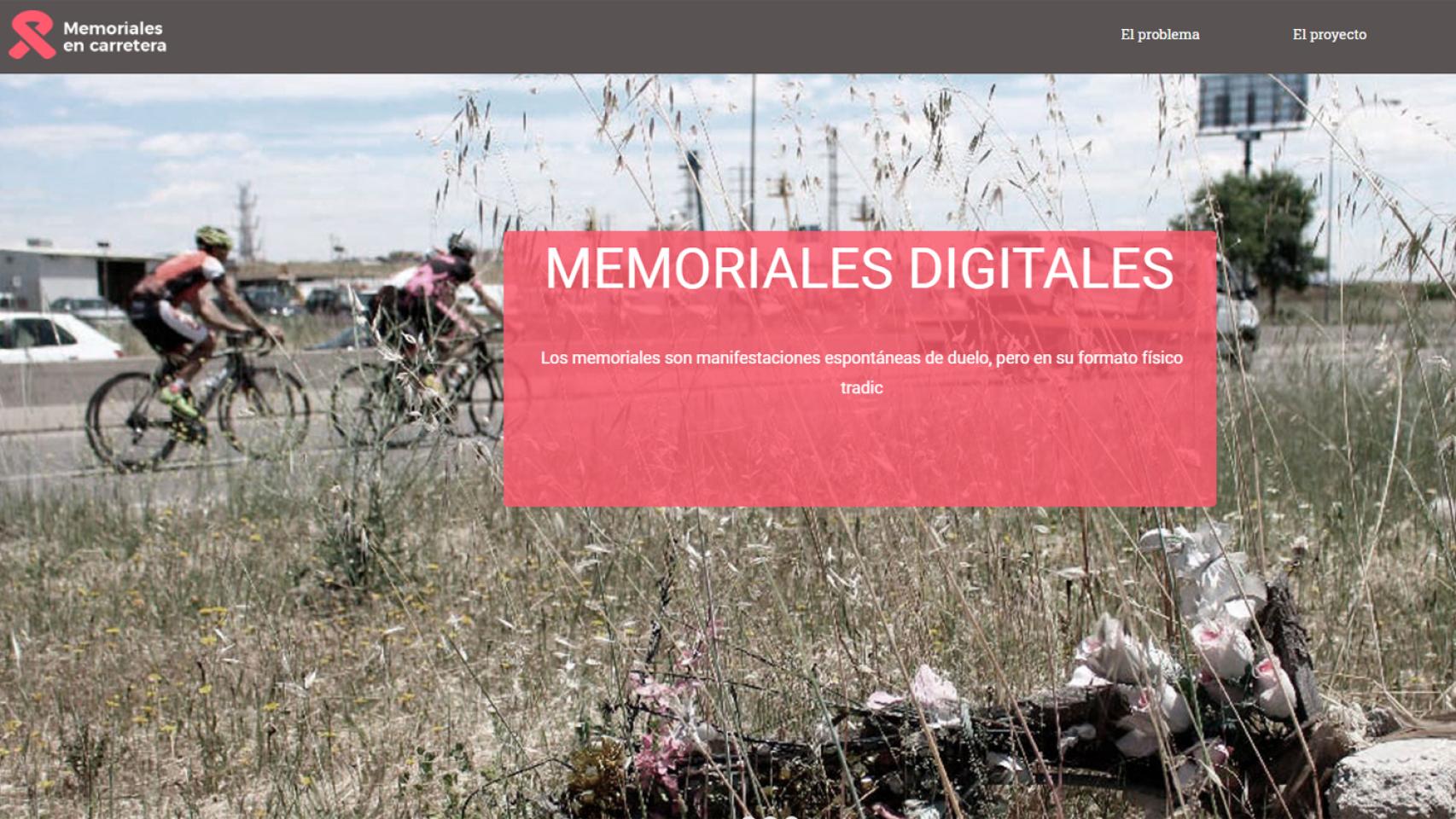 Captura de pantalla de la web memorialesencarretera.es.