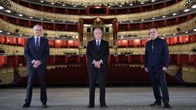 Ignacio García-Belenguer, director general de Teatro Real; Gregorio Marañón, presidente; y Joan Matabosch, director artístico.