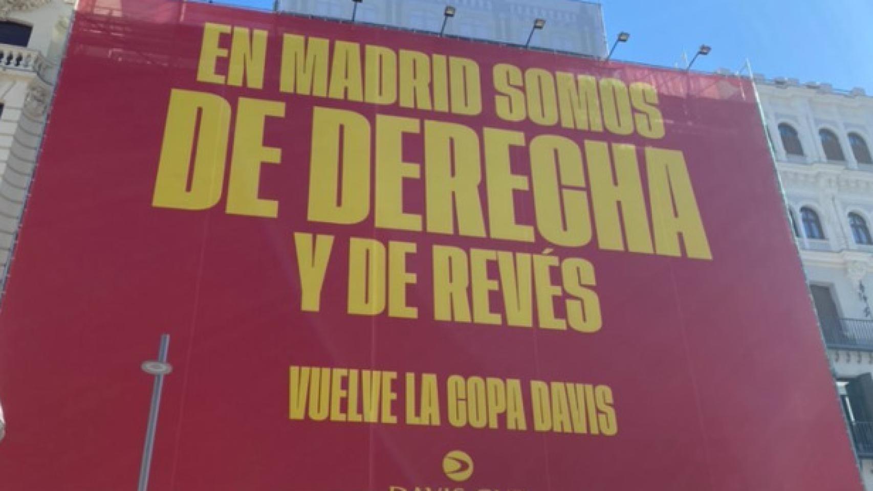 La lona de la Copa Davis de Gerard Piqué en Madrid