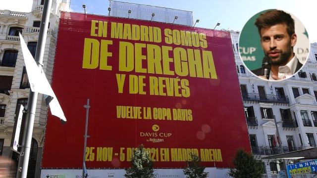 La lona de la Copa Davis de Gerard Piqué en Madrid