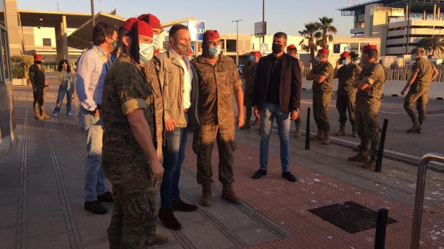 El presidente de Vox, Santiago Abascal, a su llegada a Algeciras.