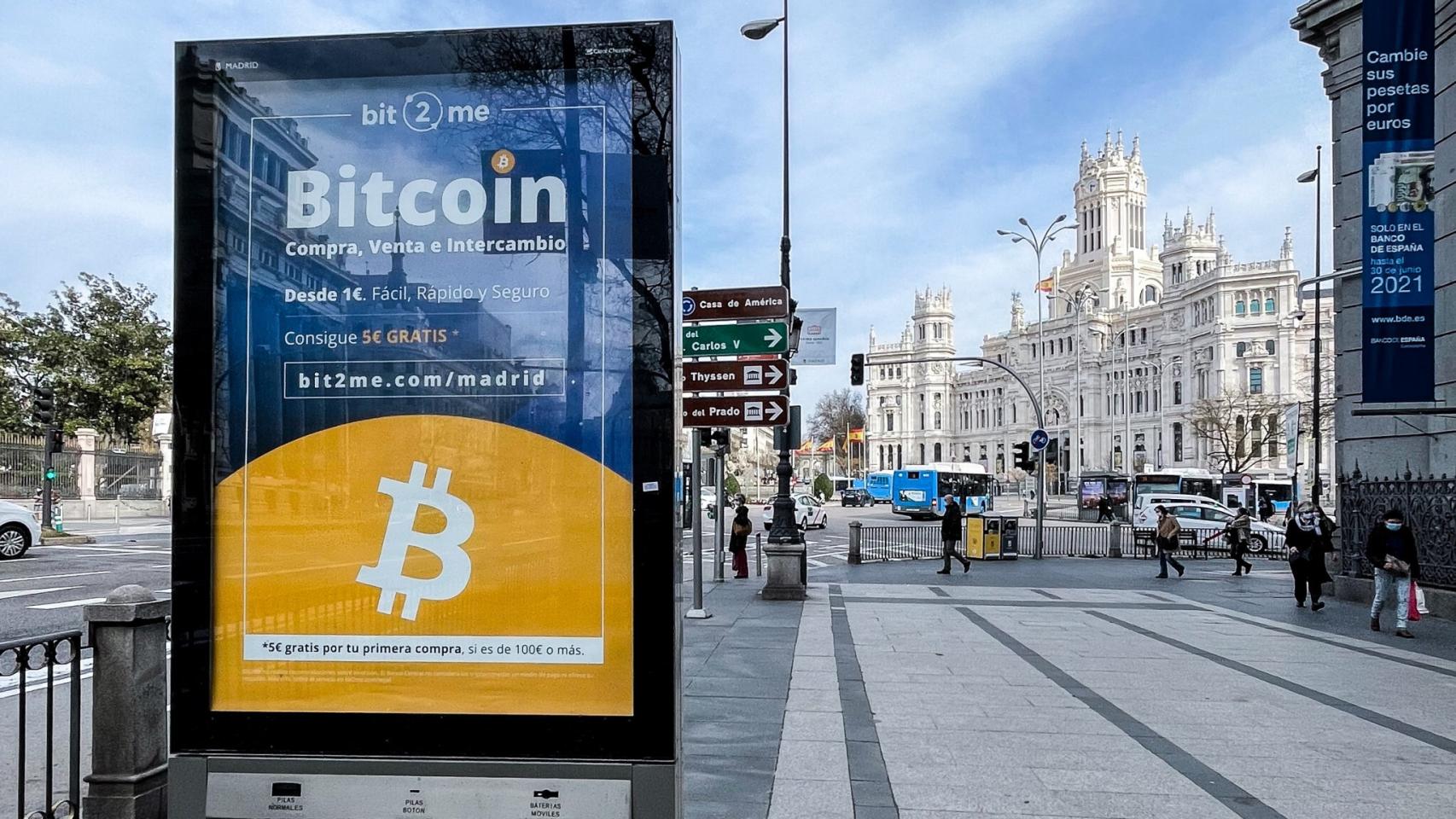 Campaña publicitaria de Bit2Me frente al Banco de España.