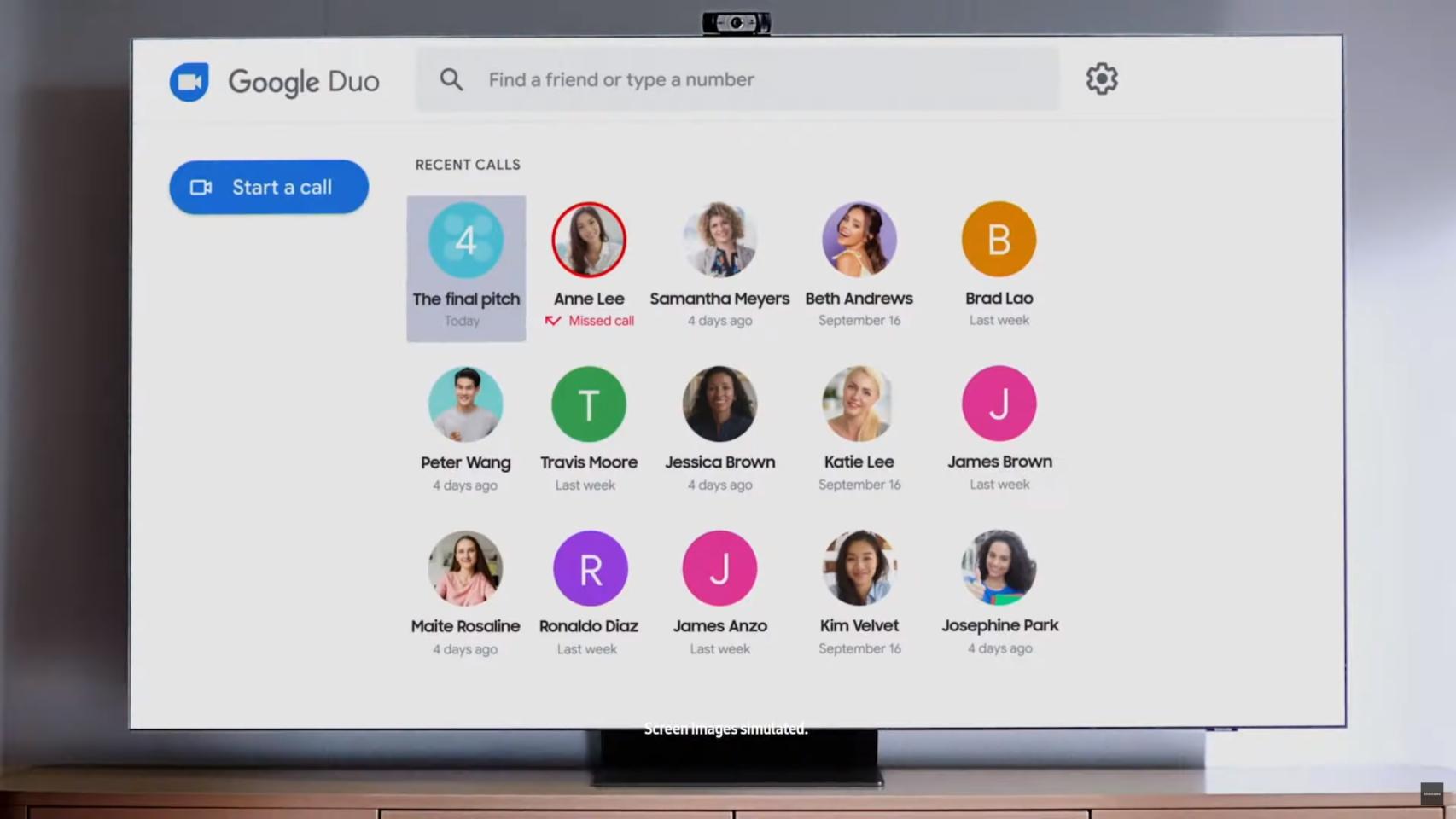 Televisor 8K de Samsung con Google Duo.
