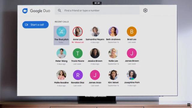 Televisor 8K de Samsung con Google Duo.