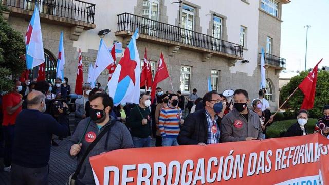 Protesta de la CIG para exigir la derogación de las reformas laborales.
