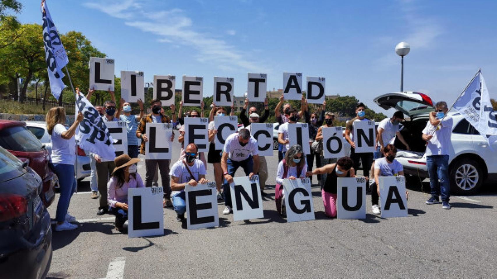 Una de las manifestaciones de los profesores por la libertad de elección de la lengua.