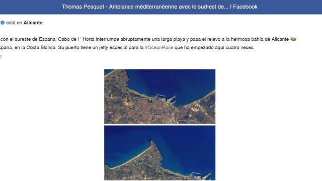 Post del astronauta francés de Facebook.