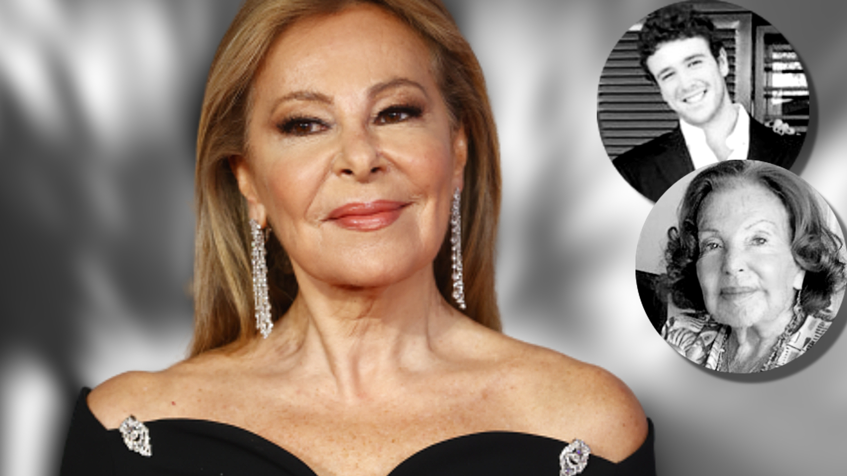 Ana Obregón junto a su madre y a su hijo, Álex, en un montaje de Jaleos.