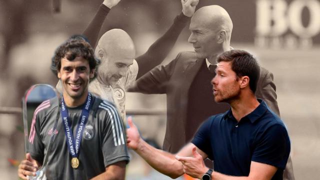 Raúl González, Pep Guardiola, Zinedine Zidane y Xabi Alonso, en un fotomontaje