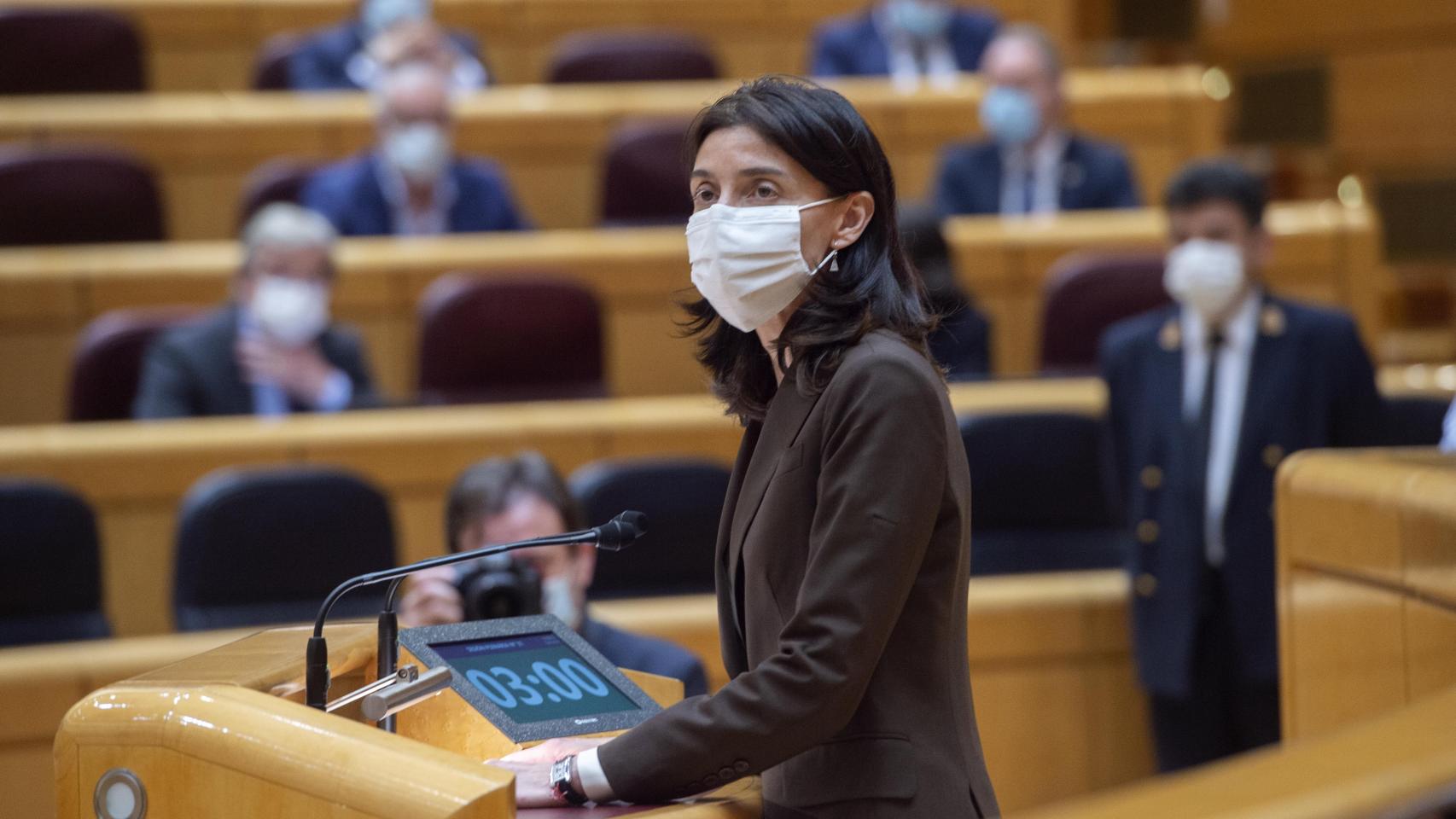 La presidenta del Senado, Pilar Llop, interviene durante la sesión de control.