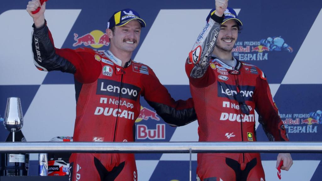 Jack Miller y Pecco Bagnaia, en el podio del Gran Premio de España