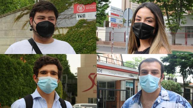 Jaime, Paula, Álvaro y Guillermo, universitarios residentes en colegios mayores de Madrid.