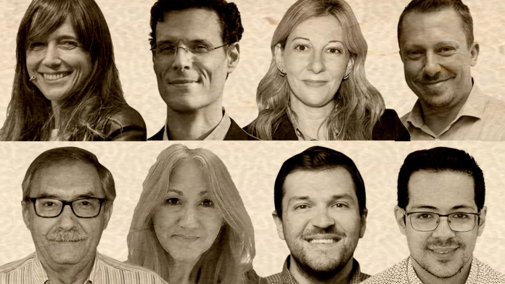 De izquierda a derecha: Laura Ferrero, Marcos Chicot, Eva Gª Sáenz de Urturi, Sergio Mejías, Manuel Rico, Adelaida Herrera, Andrea Pasino y Alberto Cerezuela