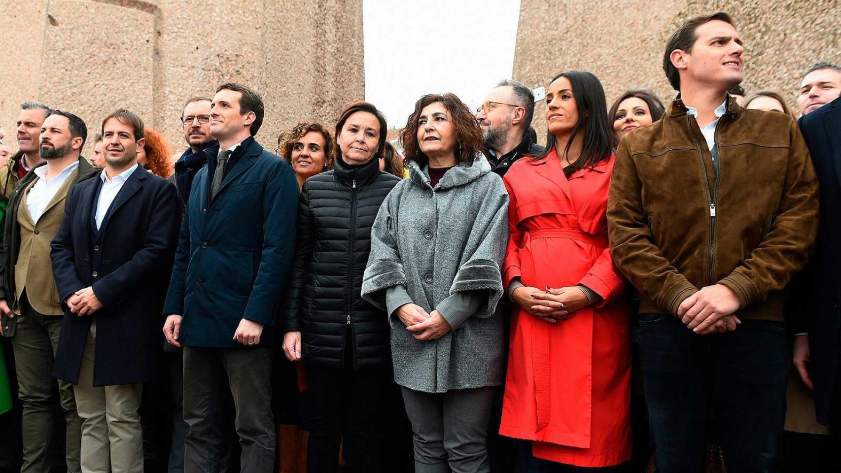 Los partidos constitucionalistas, reunidos en la foto de Colón en febrero de 2019.