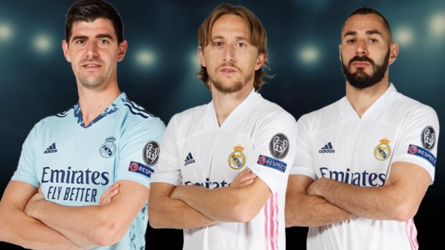 Thibaut Courtois, Luka Modric y Karim Benzema
