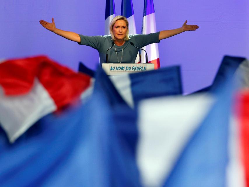 Marine Le Pen durante un acto electoral.