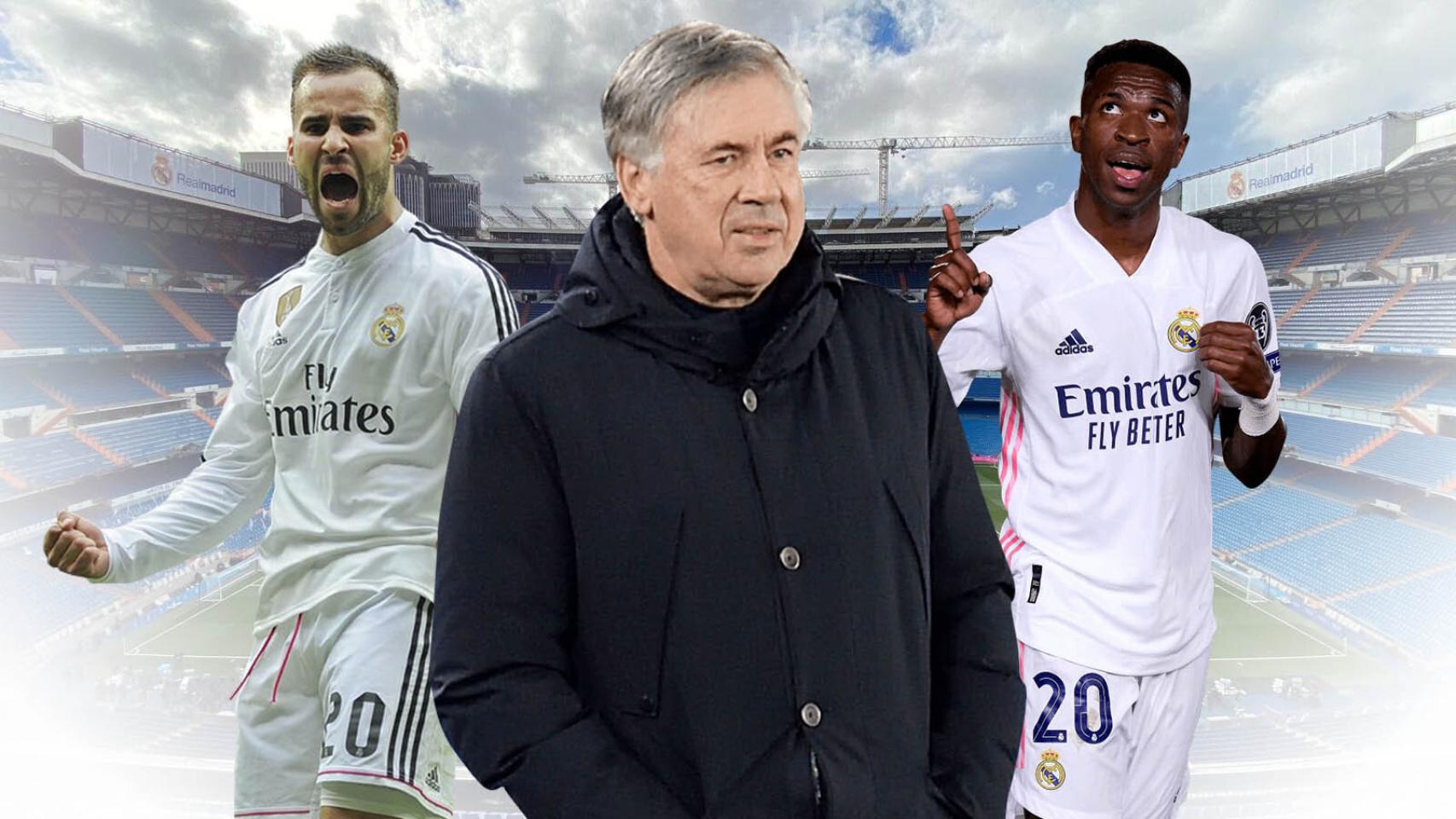 Ancelotti, Jesé y Vinicius, en un fotomontaje