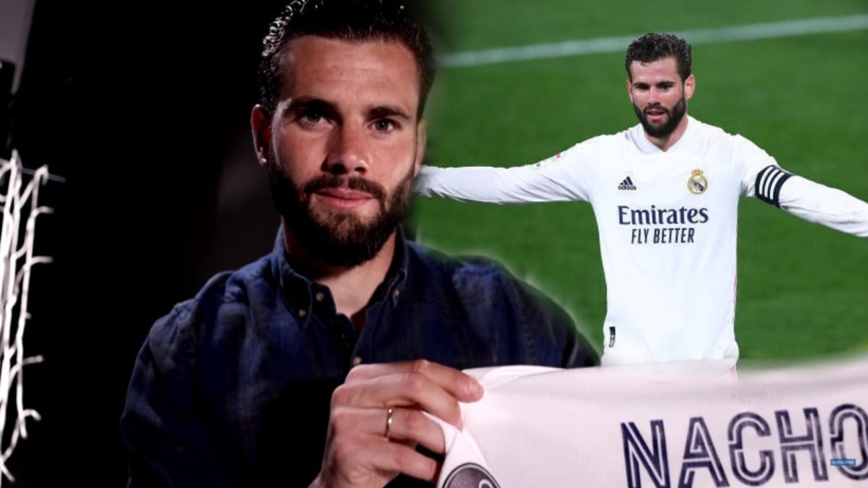 Nacho Fernández, en un fotomontaje con una imagen de un partido