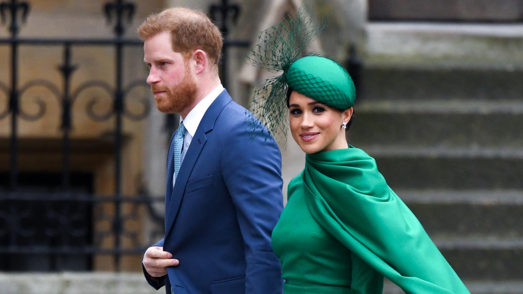 Meghan Markle y el príncipe Harry, en su último acto con la Familia Real británica.
