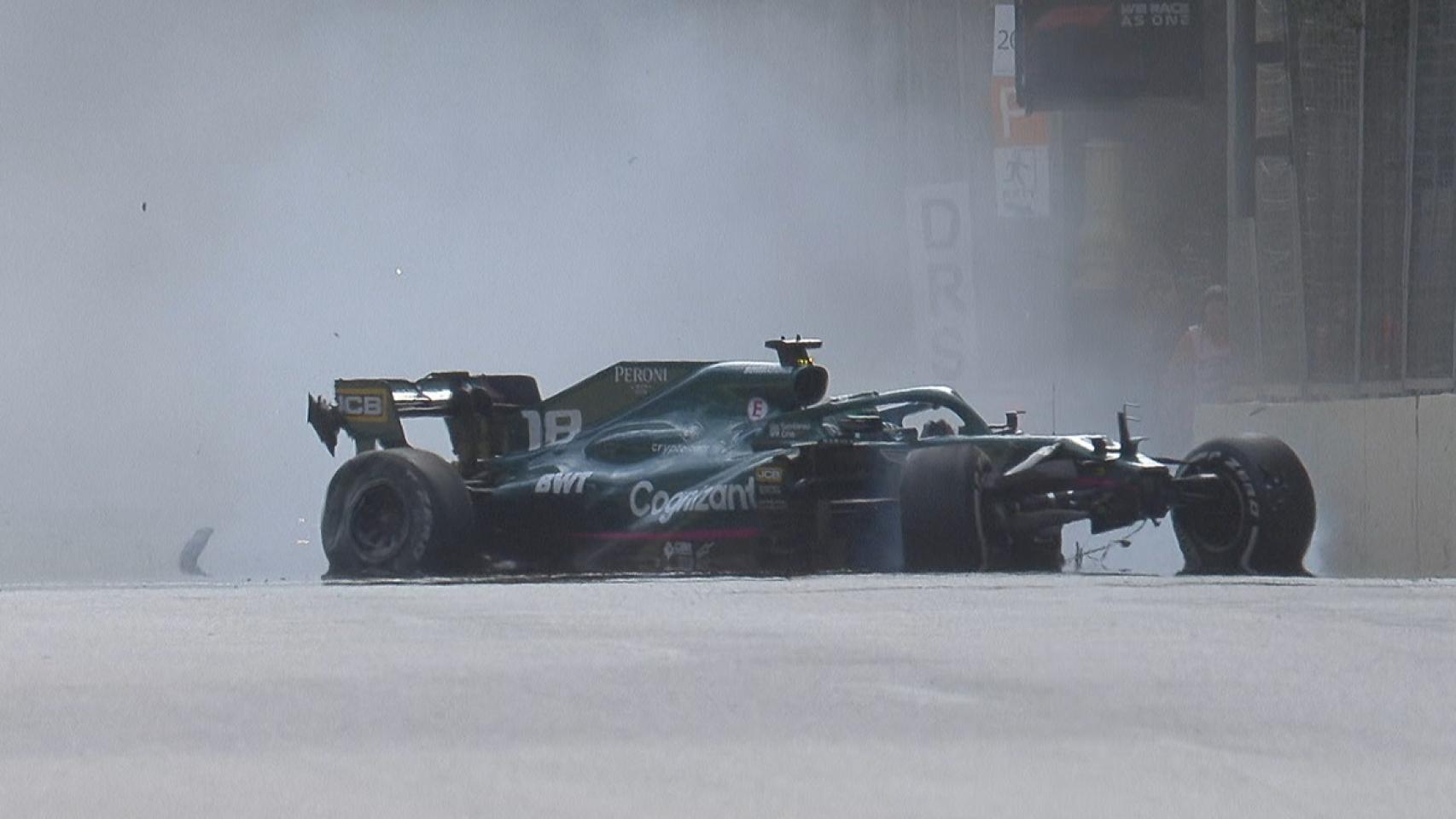 Lance Stroll, tras su accidente en Azerbaiyán