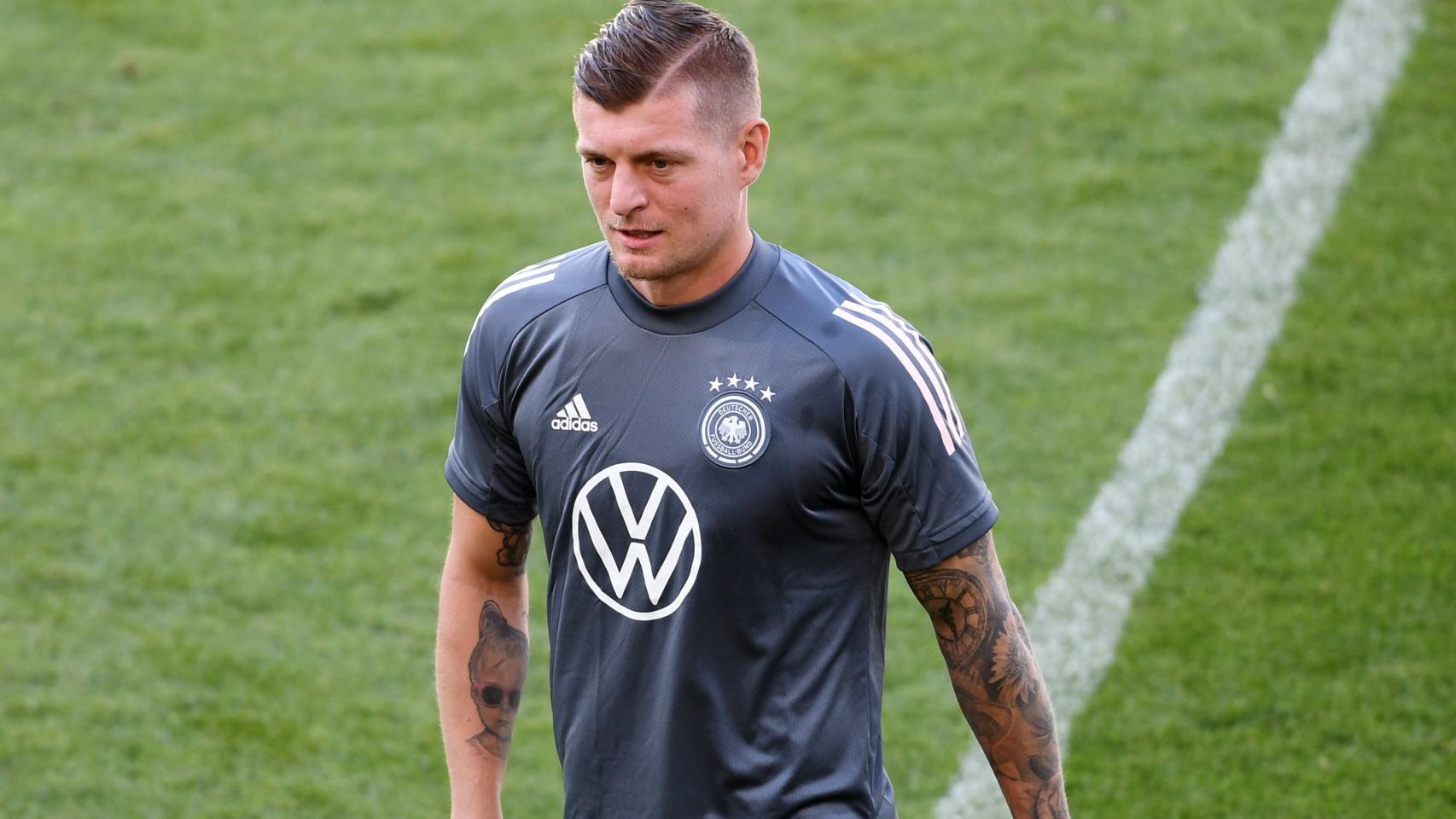Toni Kroos, en un entrenamiento con la selección de Alemania