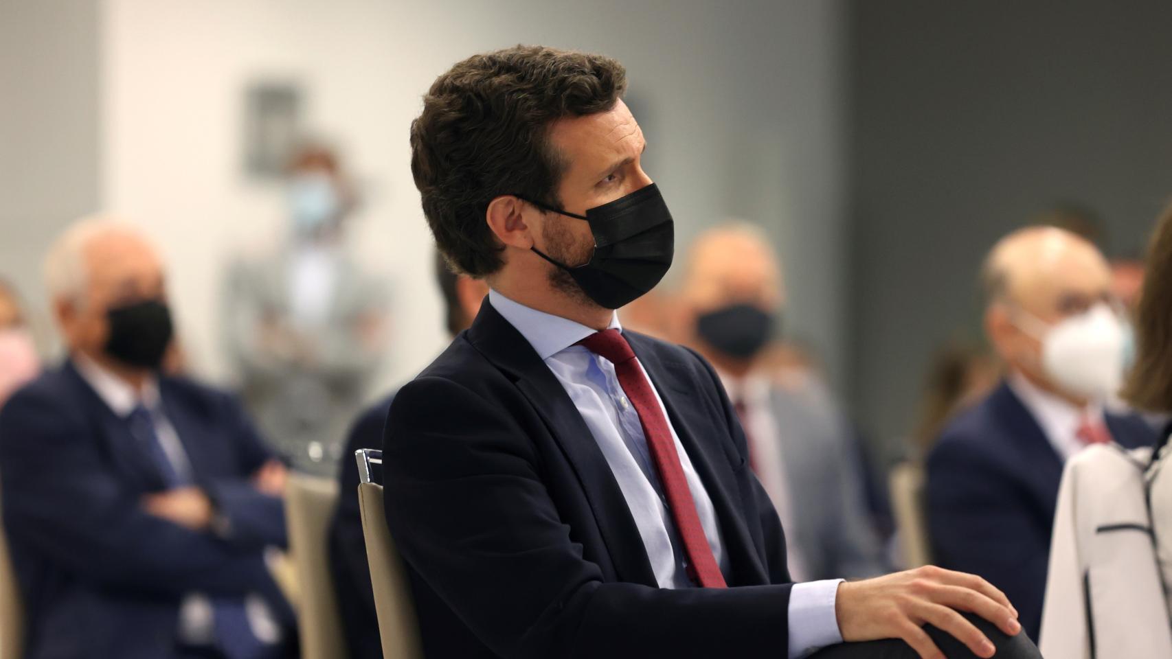 Casado, durante el coloquio al que asistía este lunes en Madrid.