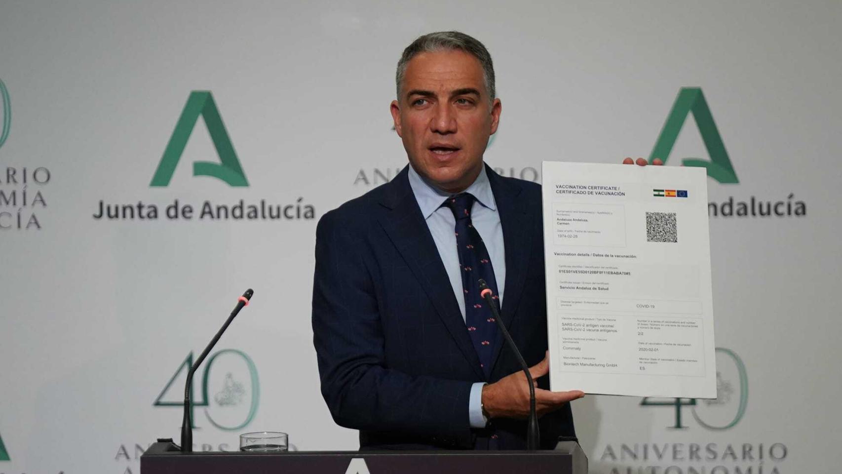 El consejero de la Presidencia, Elías Bendodo.