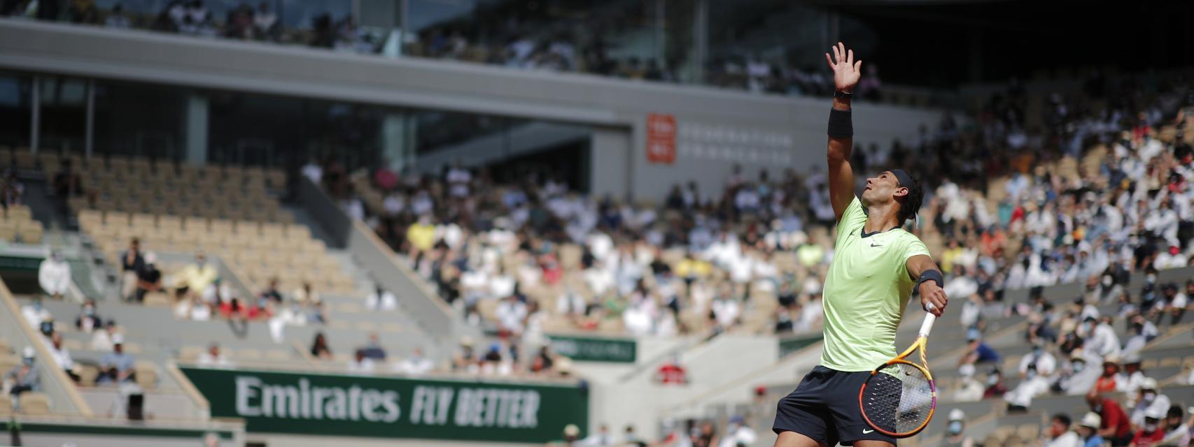 Rafa Nadal, durante su duelo contra Diego Schwartzman en Roland Garros 2021