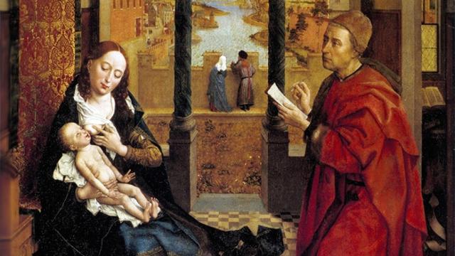 Detalle de 'San Lucas dibuja a la Virgen', de Rogier Van der Weyden (1440)