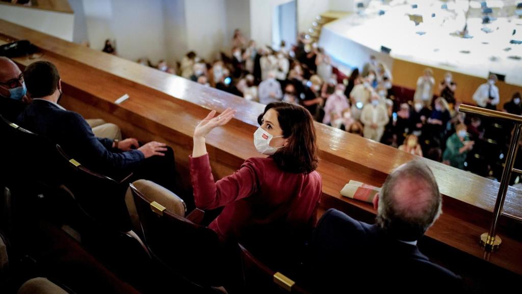 La presidenta de la Comunidad de Madrid, Isabel Díaz Ayuso, durante el concierto benéfico.