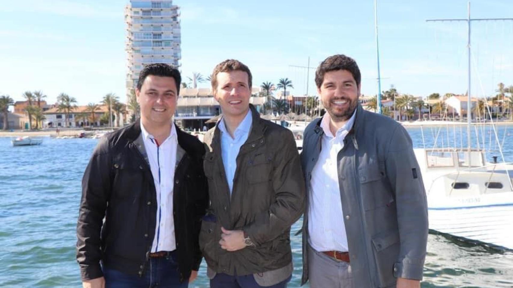 Los populares José Miguel Luengo, Pablo Casado y Fernando López Miras.