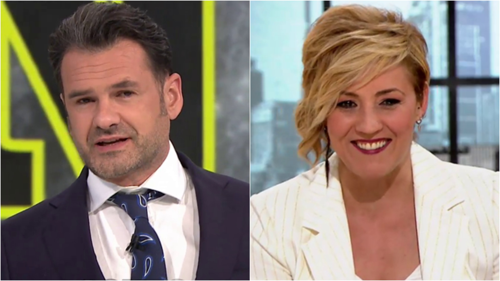 Iñaki López y Cristina Pardo en montaje de BLUPER.