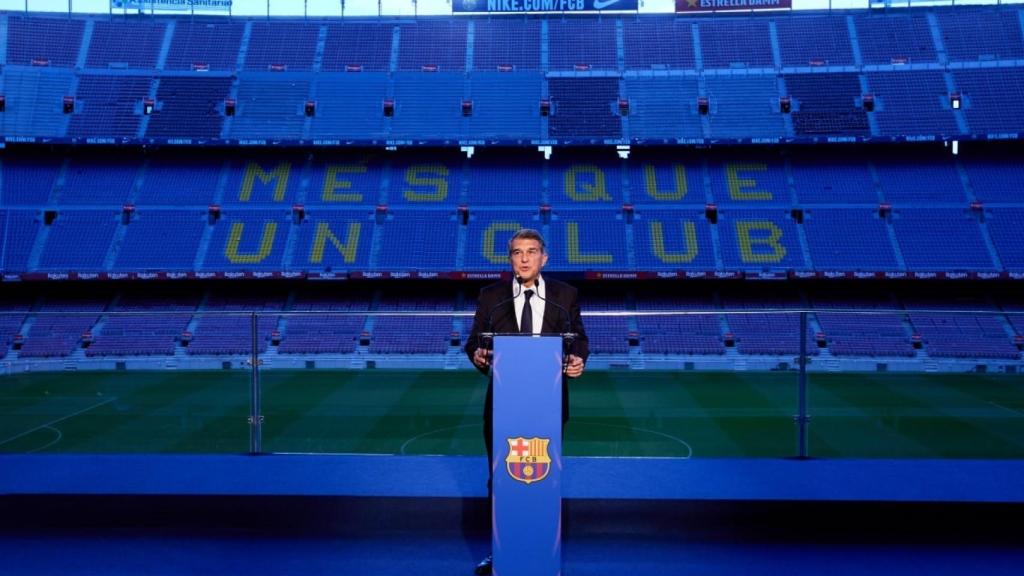 Joan Laporta, durante el acto de su investidura