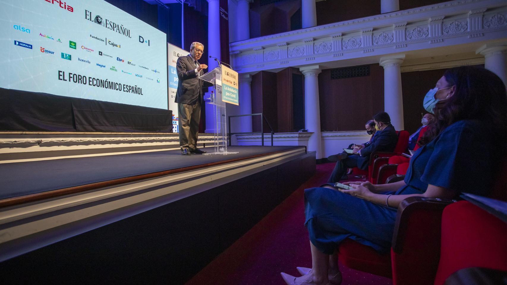El consejero de Transformación Económica, Industria, Conocimiento y Universidades de la Junta de Andalucía, Rogelio Velasco, en el I Foro Económico Español 'La Andalucía pos-Covid'.