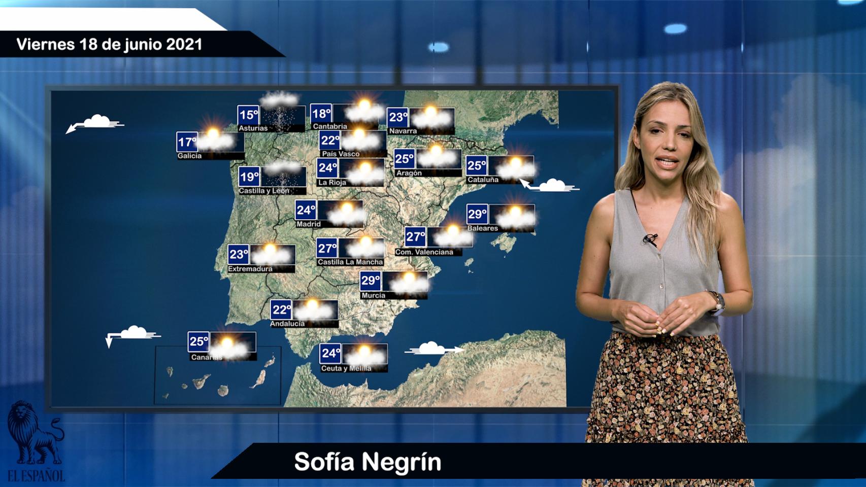 El tiempo para el viernes 17 de junio.