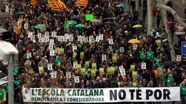 Manifestación en Barcelona a favor de la inmersión lingüística en 2018.