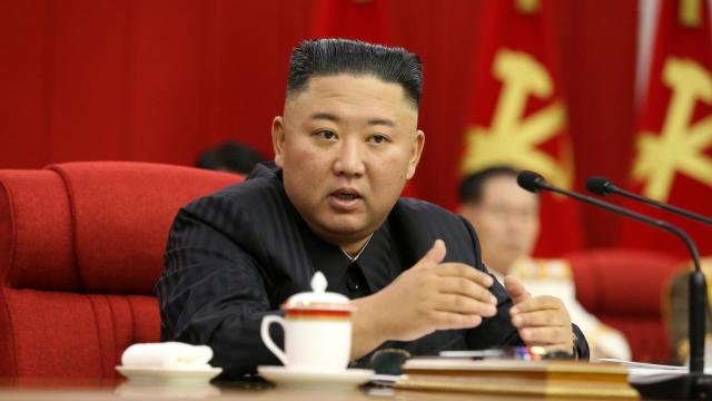 Kim Jong-Un en una rueda de prensa.