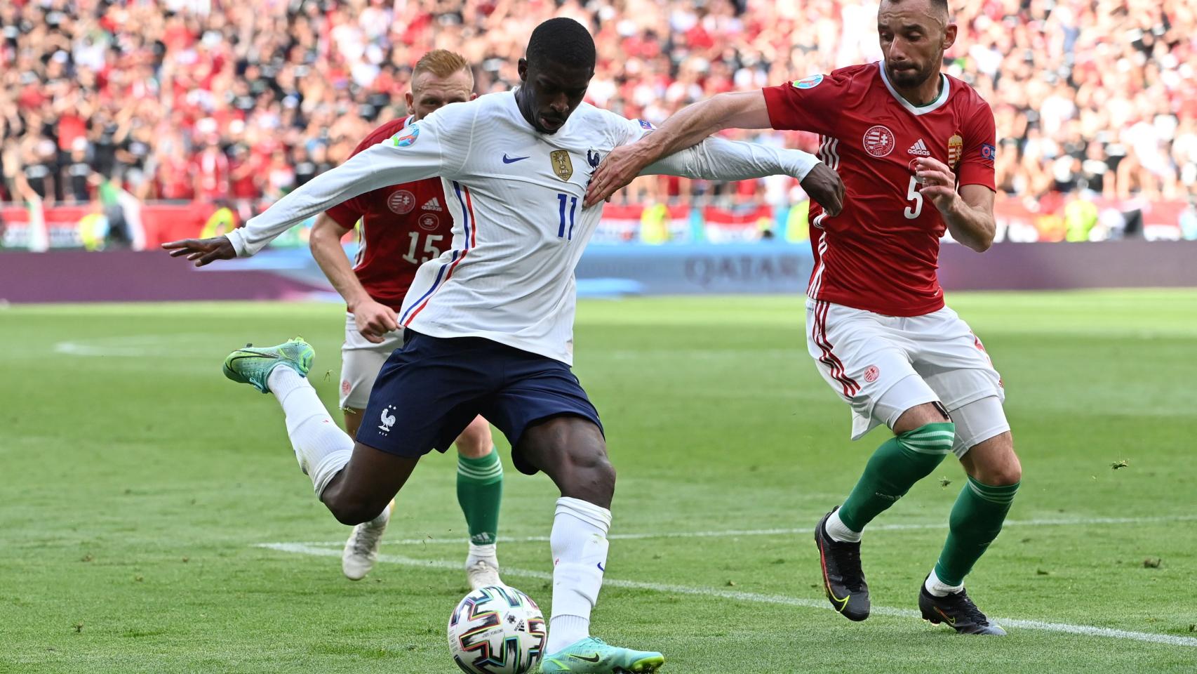 Ousmane Dembélé en el Hungría - Francia