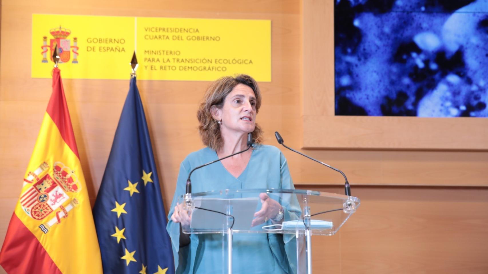 La ministra Teresa Rivera en la presentación de los planes de cuenca.