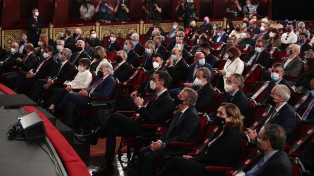 Pedro Sánchez durante el acto en el Liceu de Barcelona.