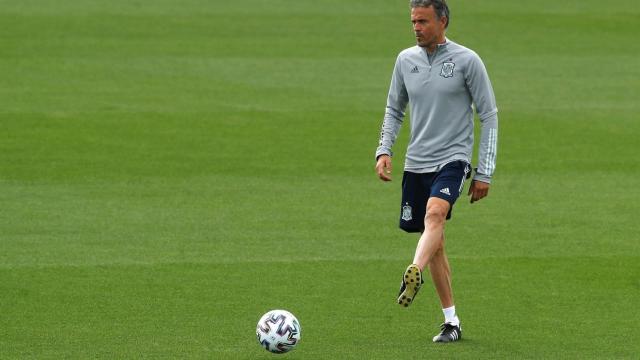 Luis Enrique durante un entrenamiento de la Selección