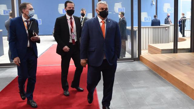 El primer ministro húngaro, Viktor Orbán, a su llegada a la cumbre de la UE este jueves