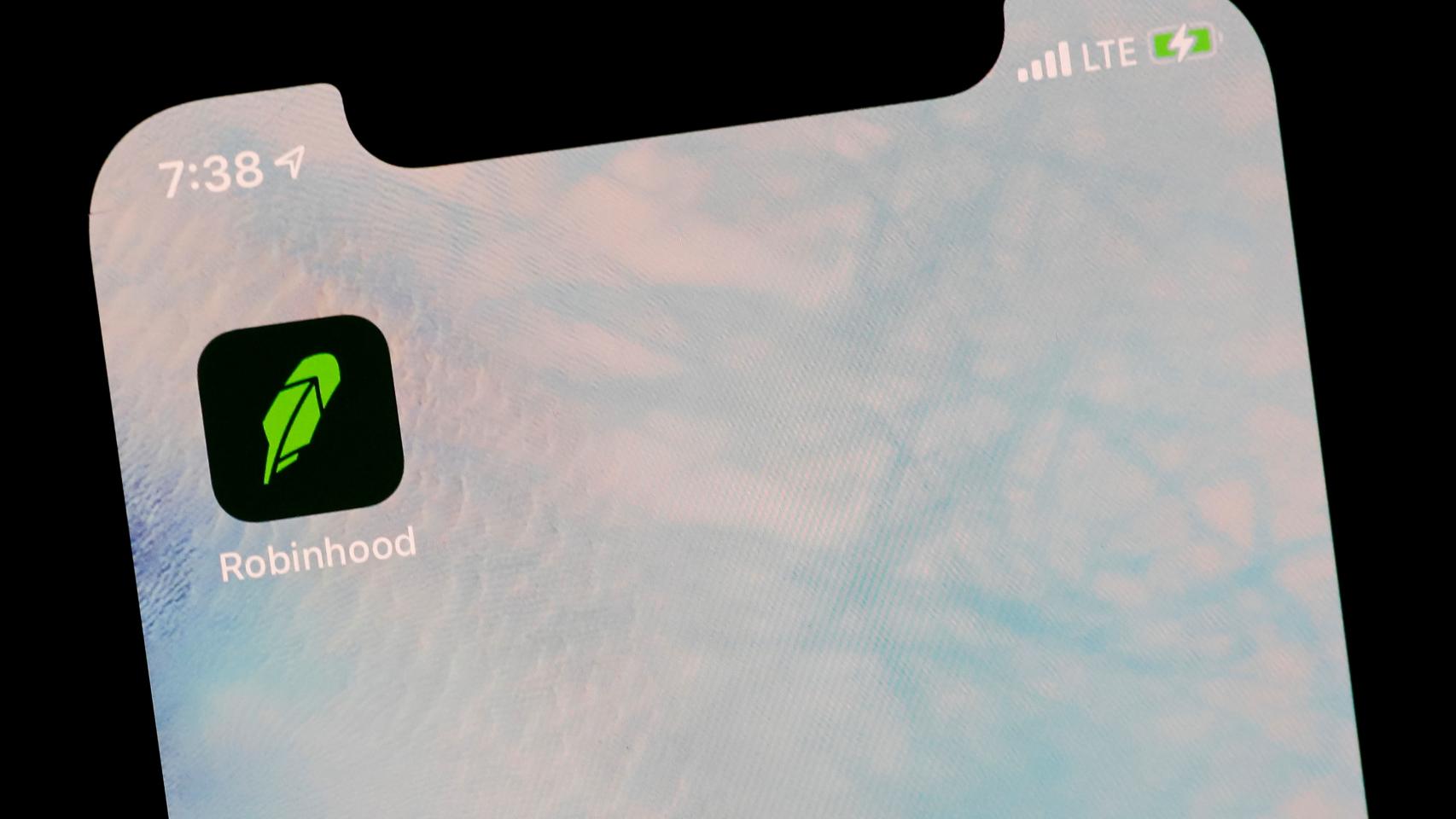 Icono de la aplicación de Robinhood en un móvil.