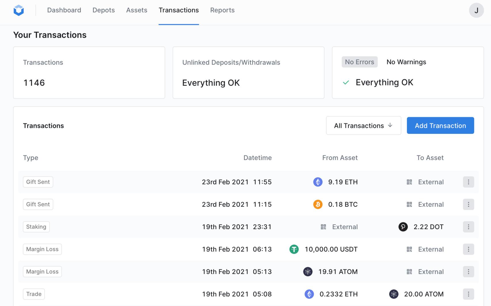 Un pantallazo de la aplicación de Blockpit.