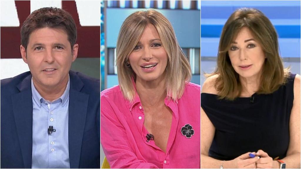 Jesús Cintora, Susanna Griso y Ana Rosa Quintana en montaje de BLUPER.