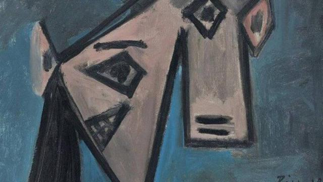 Detalle del 'picasso' recuperado por la Policía griega.