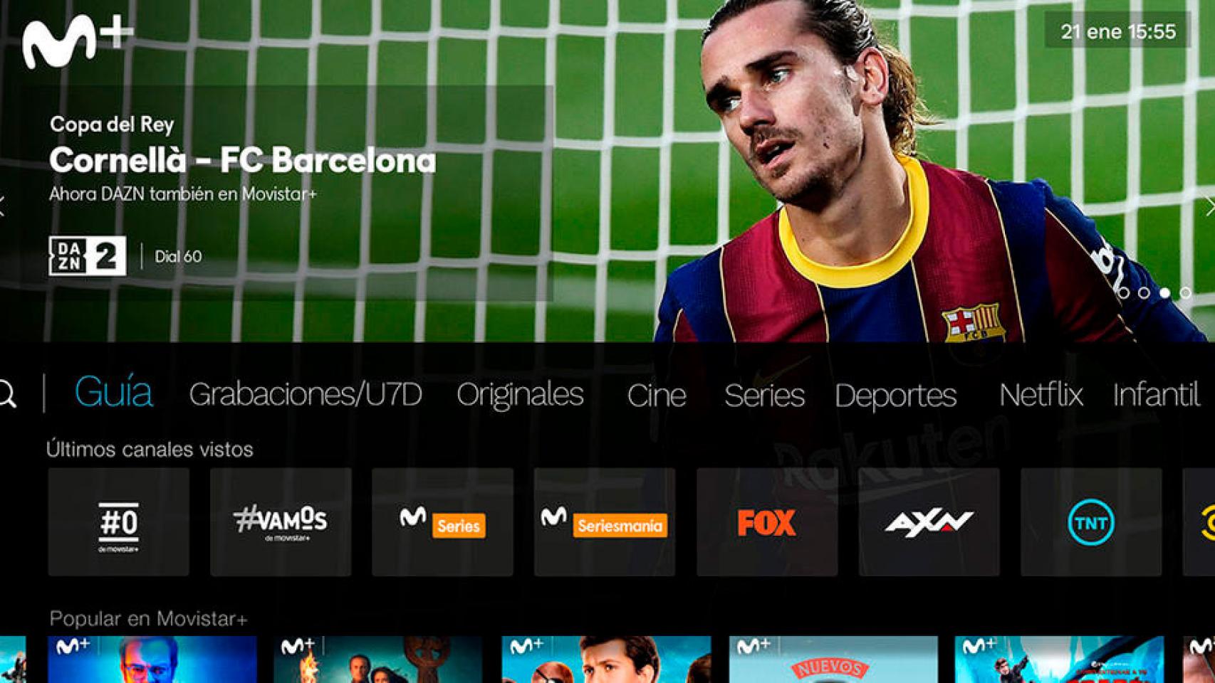 Canal Dazn 2 en el descodificador de Movistar Plus+.